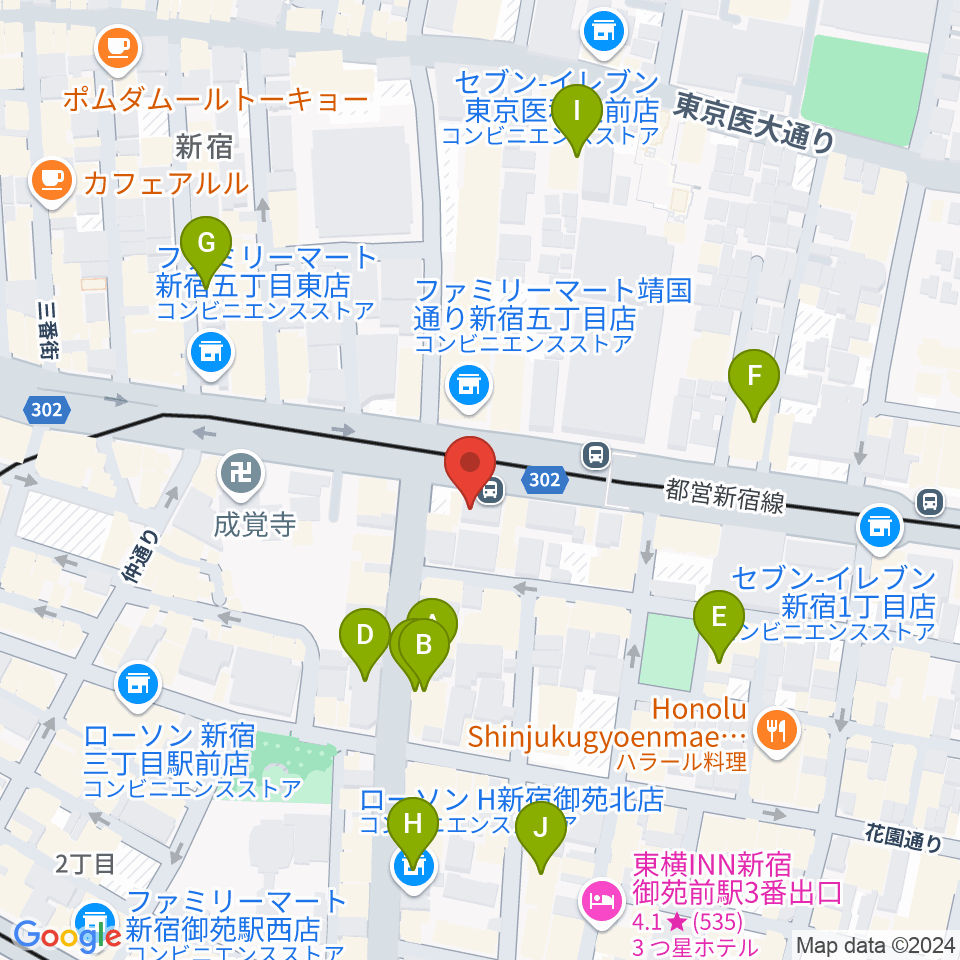 新宿シャンパーニュ周辺のホテル一覧地図