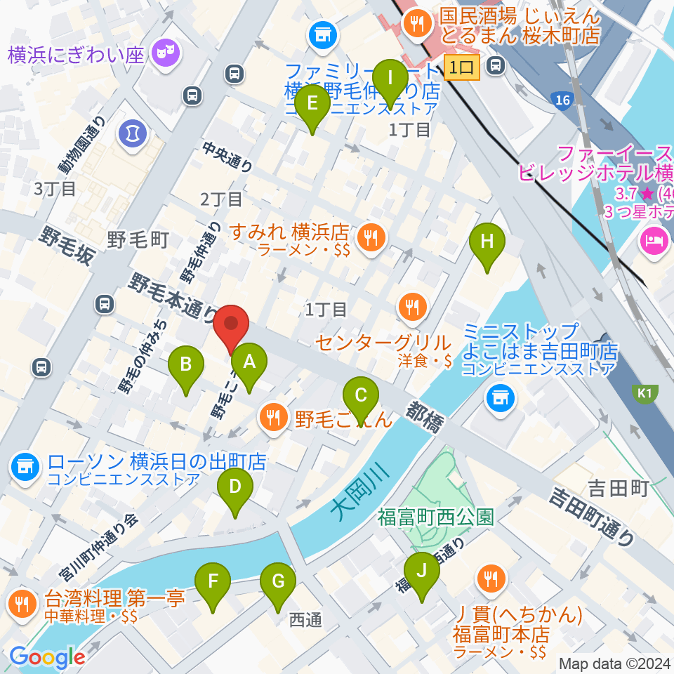 野毛ルタンペルデュ周辺のホテル一覧地図