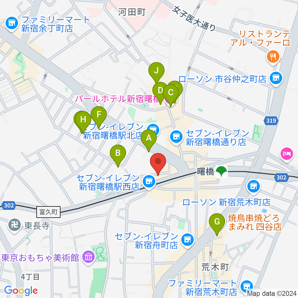 曙橋バックインタウン周辺のホテル一覧地図