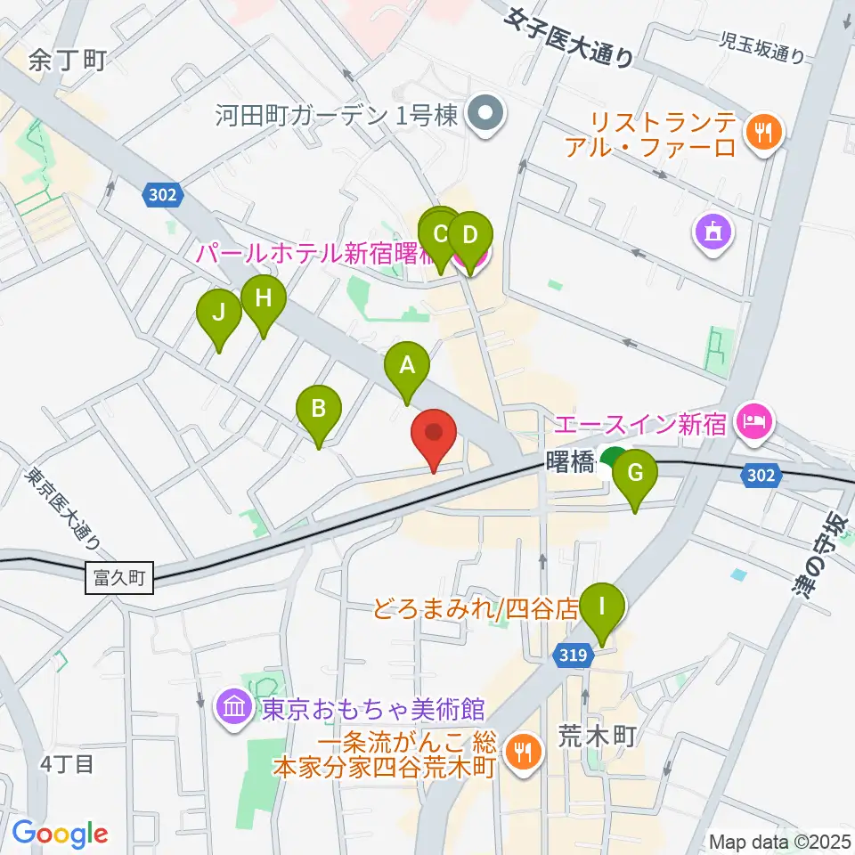 曙橋バックインタウン周辺のホテル一覧地図