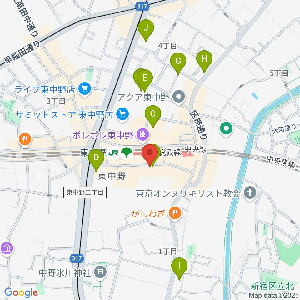 東中野Hello Goodbye周辺のホテル一覧地図
