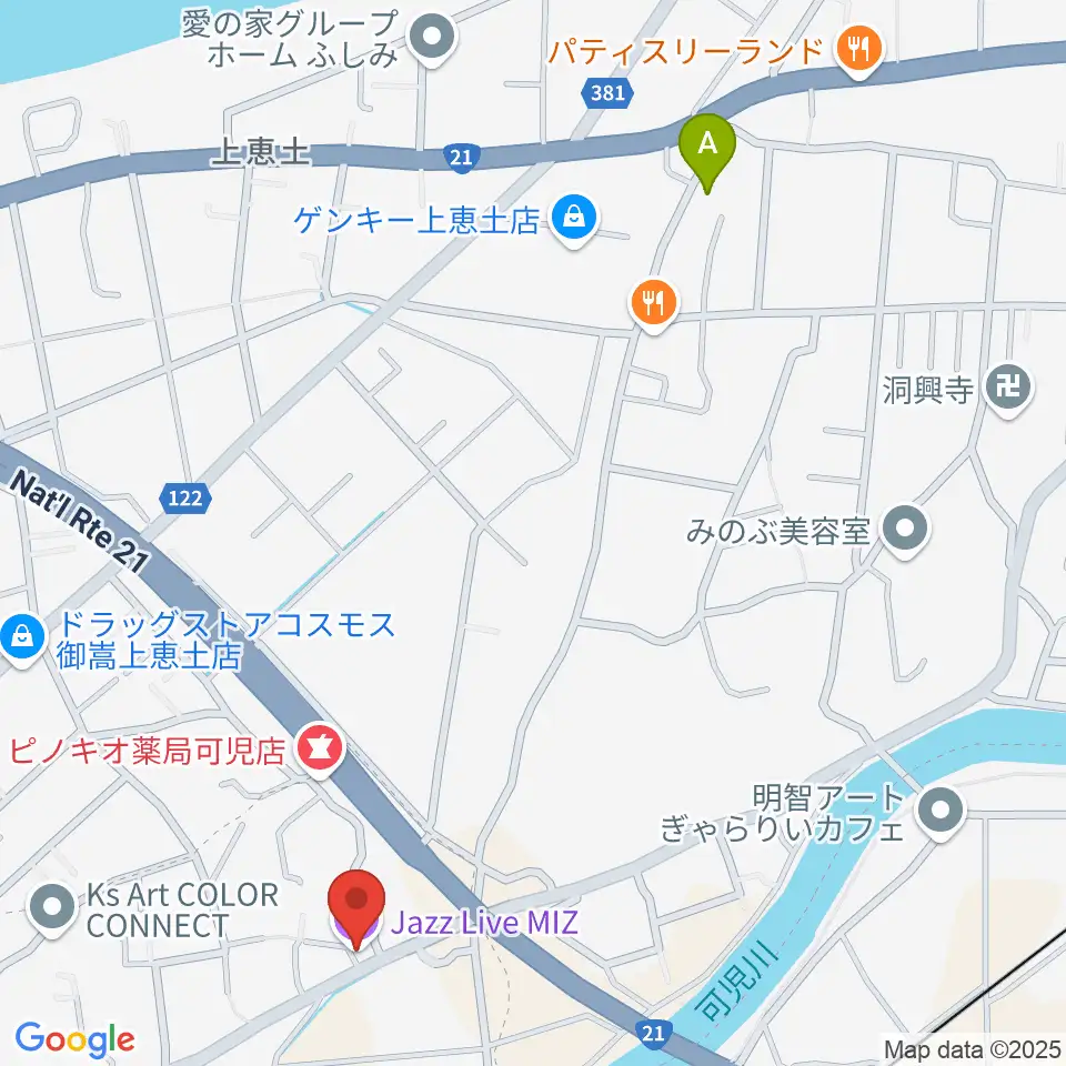 可児MIZ周辺のホテル一覧地図