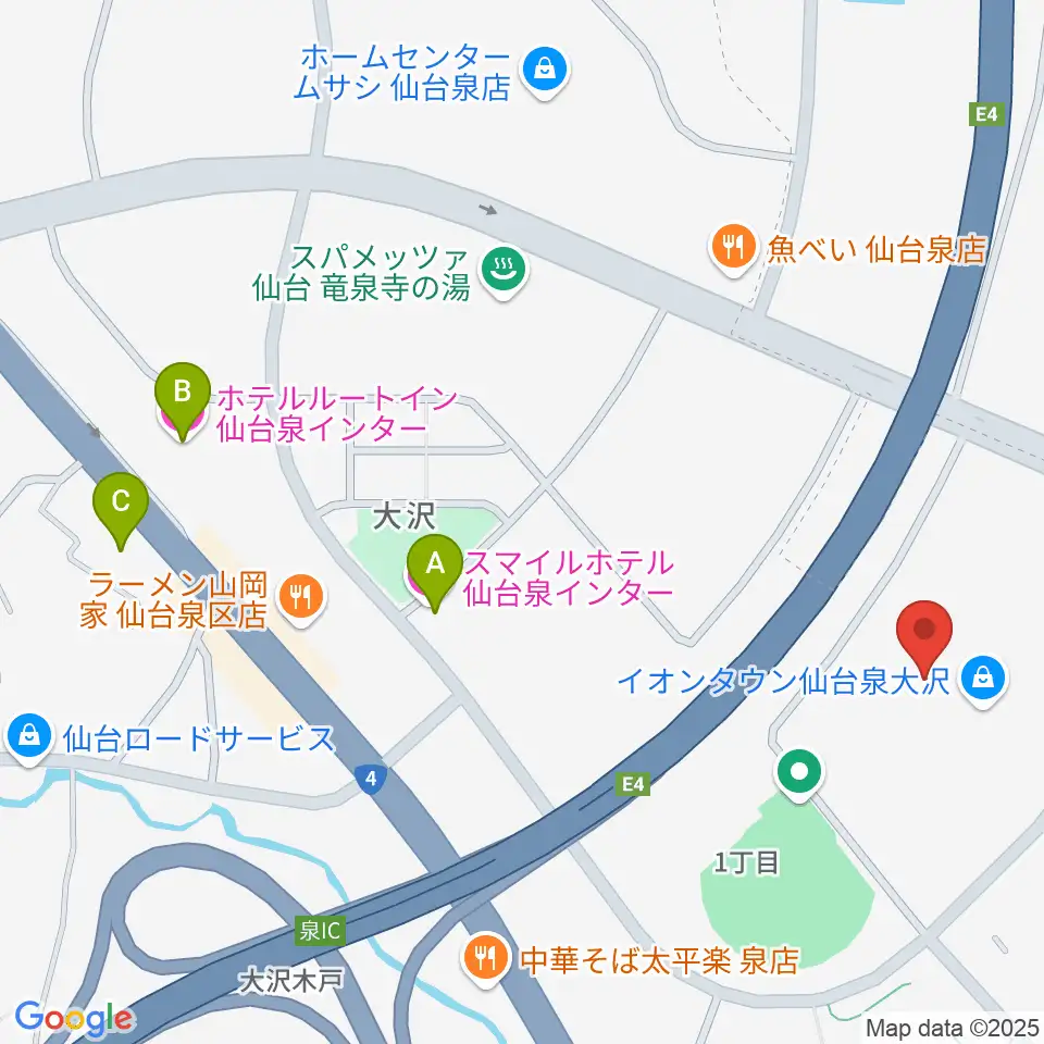カワイ音楽教室 イオン泉大沢周辺のホテル一覧地図