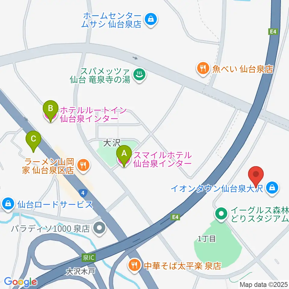 カワイ音楽教室 イオン泉大沢周辺のホテル一覧地図