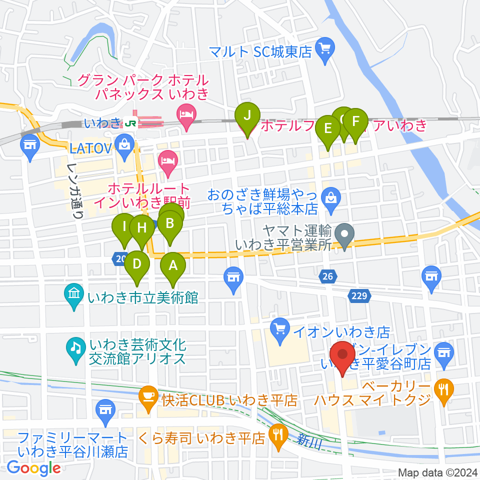 ピアノショップいわき周辺のホテル一覧地図