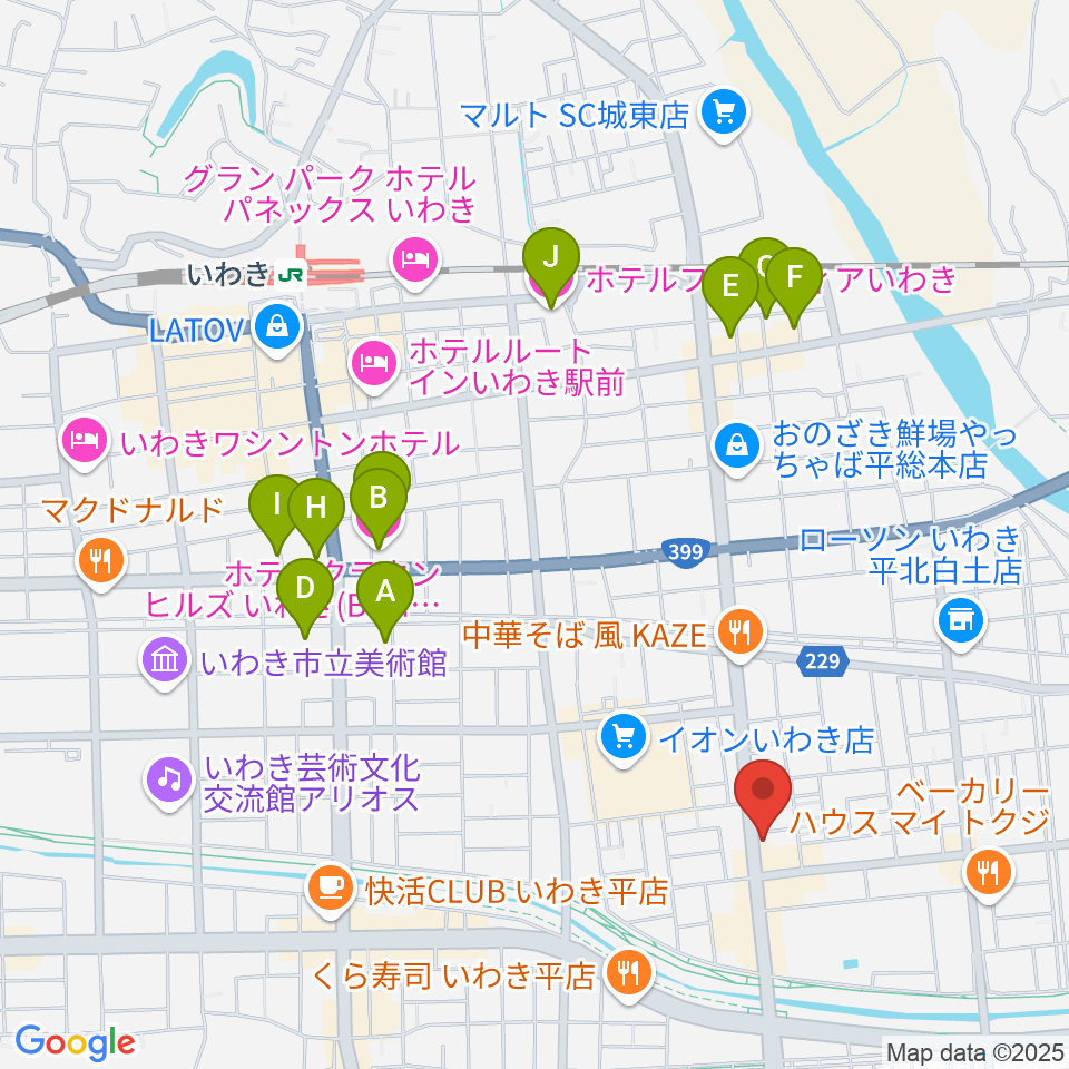 ピアノショップいわき周辺のホテル一覧地図