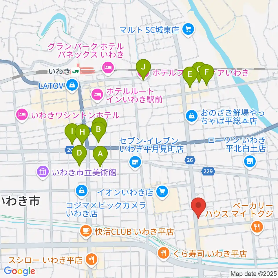 ピアノショップいわき周辺のホテル一覧地図