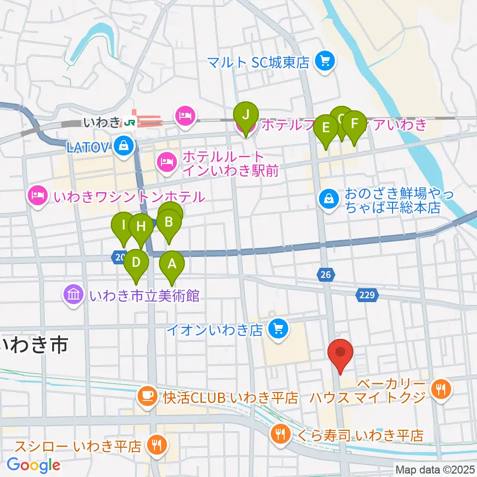 ピアノショップいわき周辺のホテル一覧地図
