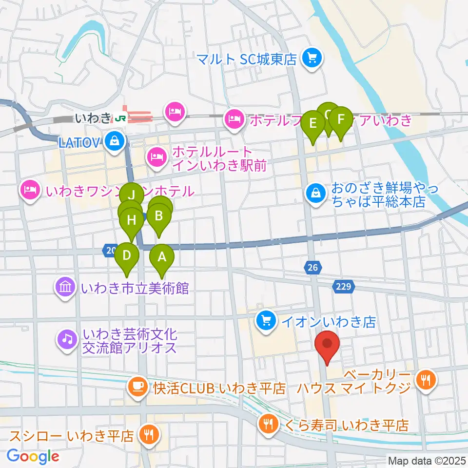 ピアノショップいわき周辺のホテル一覧地図