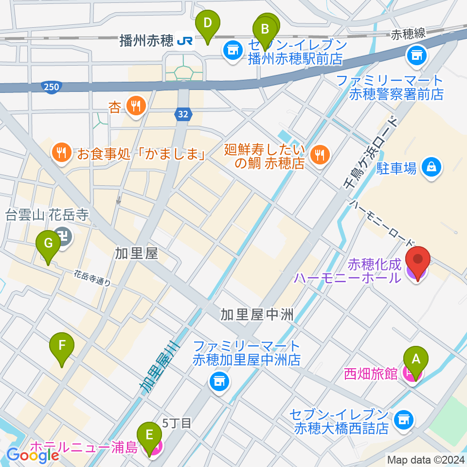 ハーモニーホール吹奏楽教室周辺のホテル一覧地図