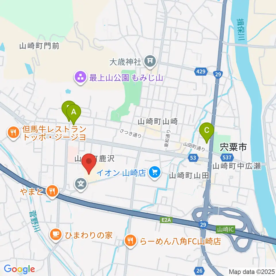 山崎文化会館周辺のホテル一覧地図