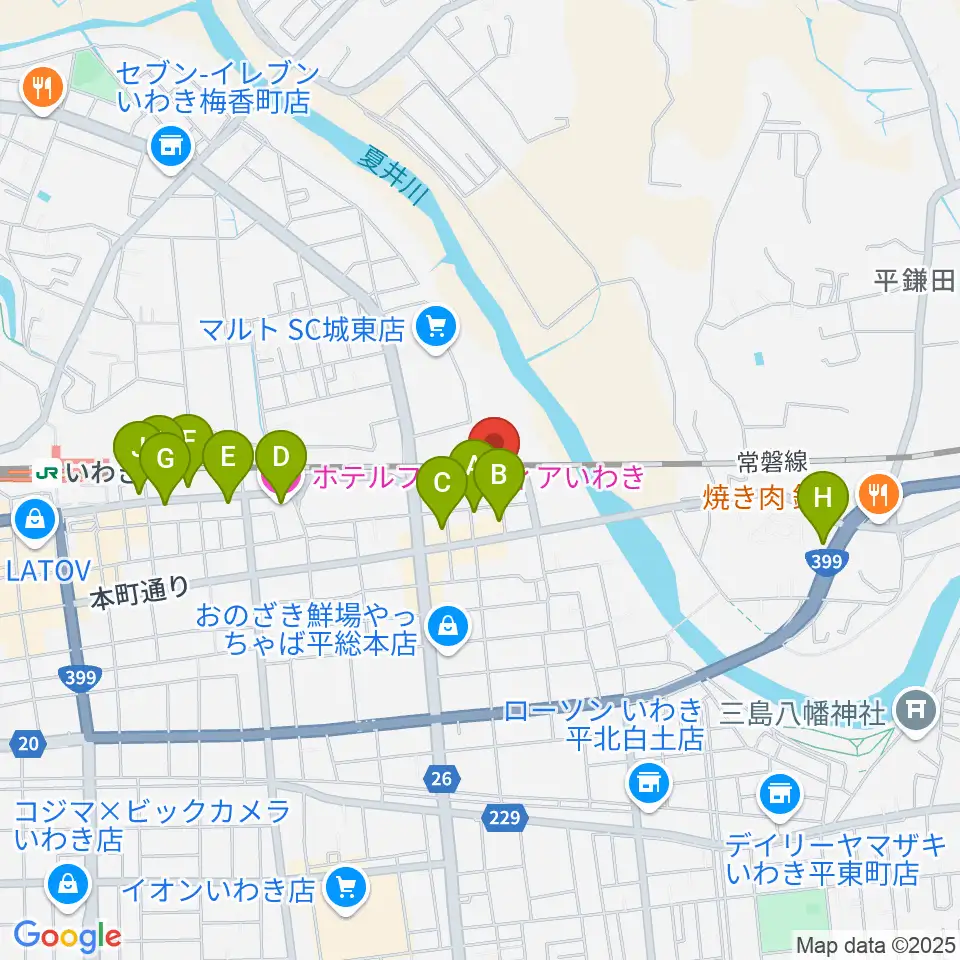 いわきPIT周辺のホテル一覧地図