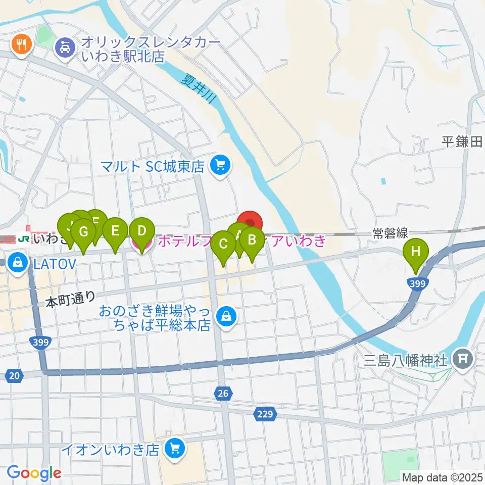 いわきPIT周辺のホテル一覧地図
