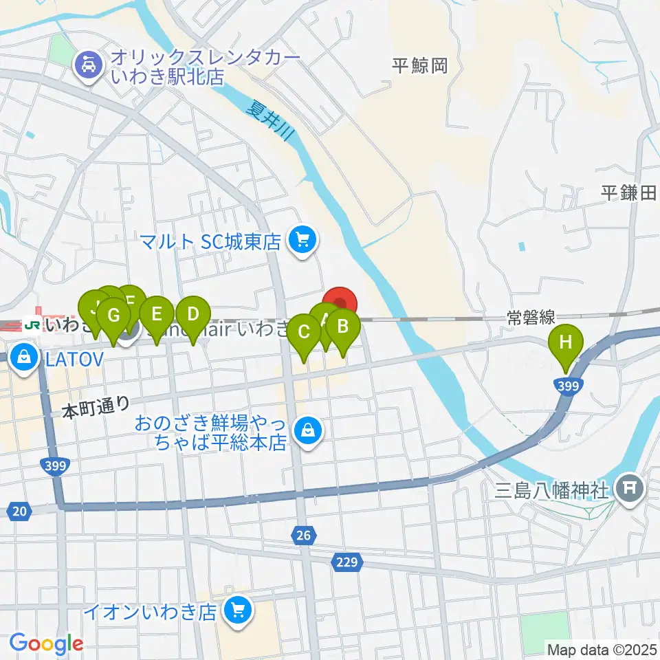 いわきPIT周辺のホテル一覧地図