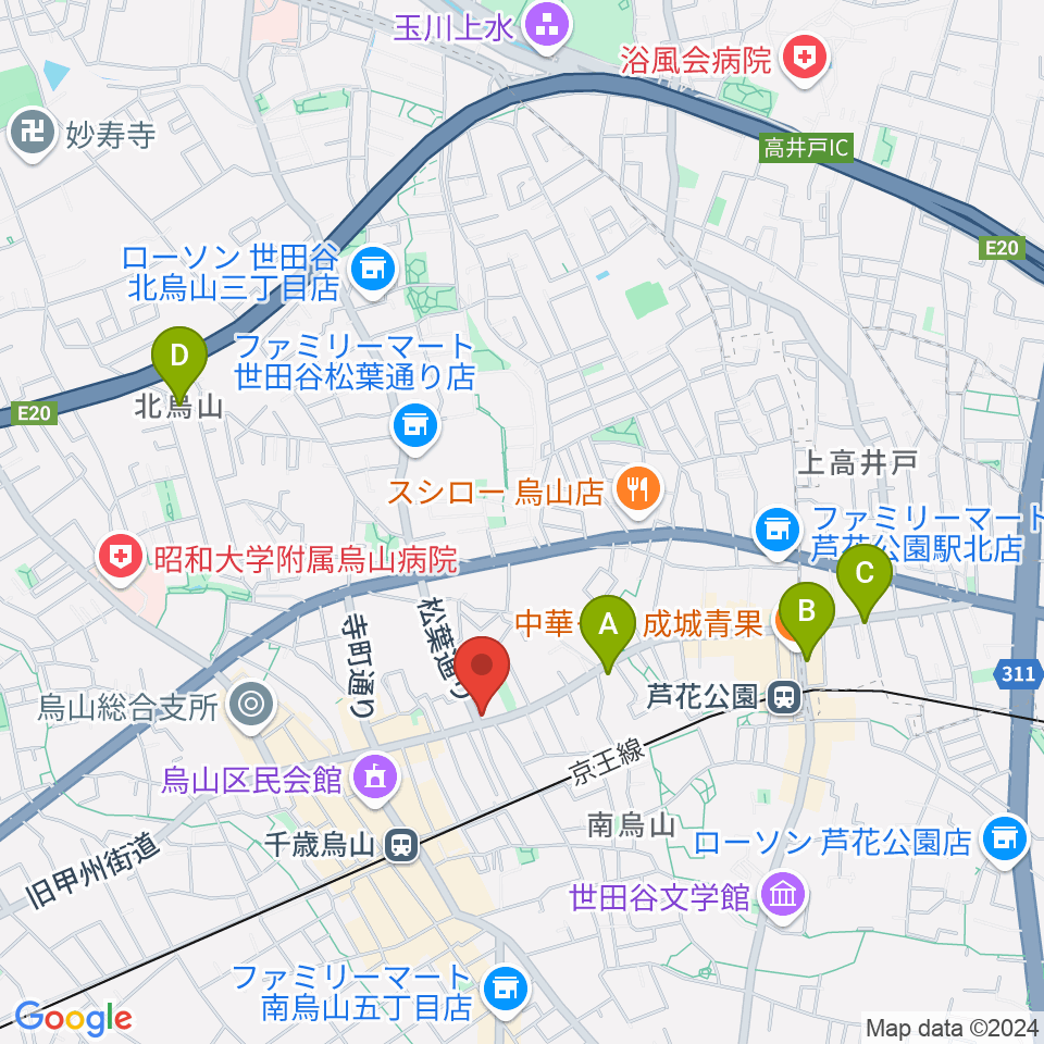 クレッシェレ音楽教室 千歳烏山校周辺のホテル一覧地図