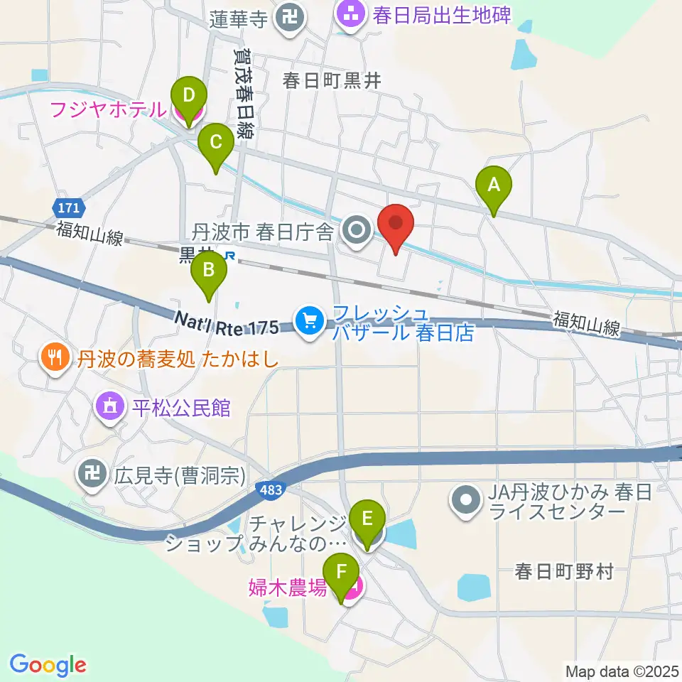 丹波市立春日文化ホール周辺のホテル一覧地図