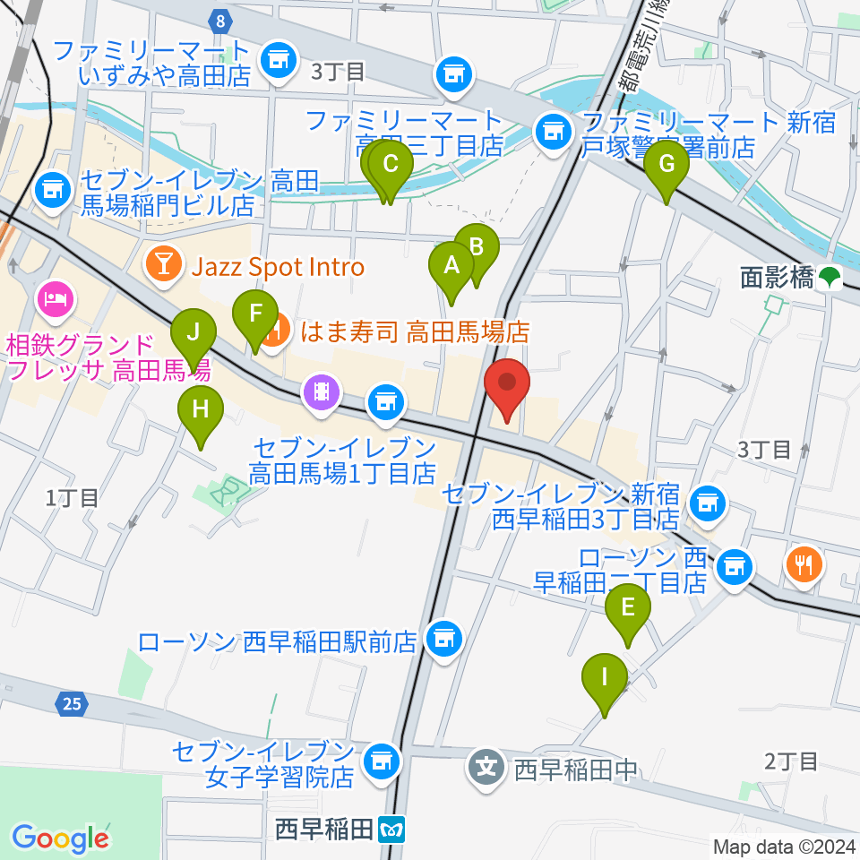 高田馬場サニーサイド周辺のホテル一覧地図