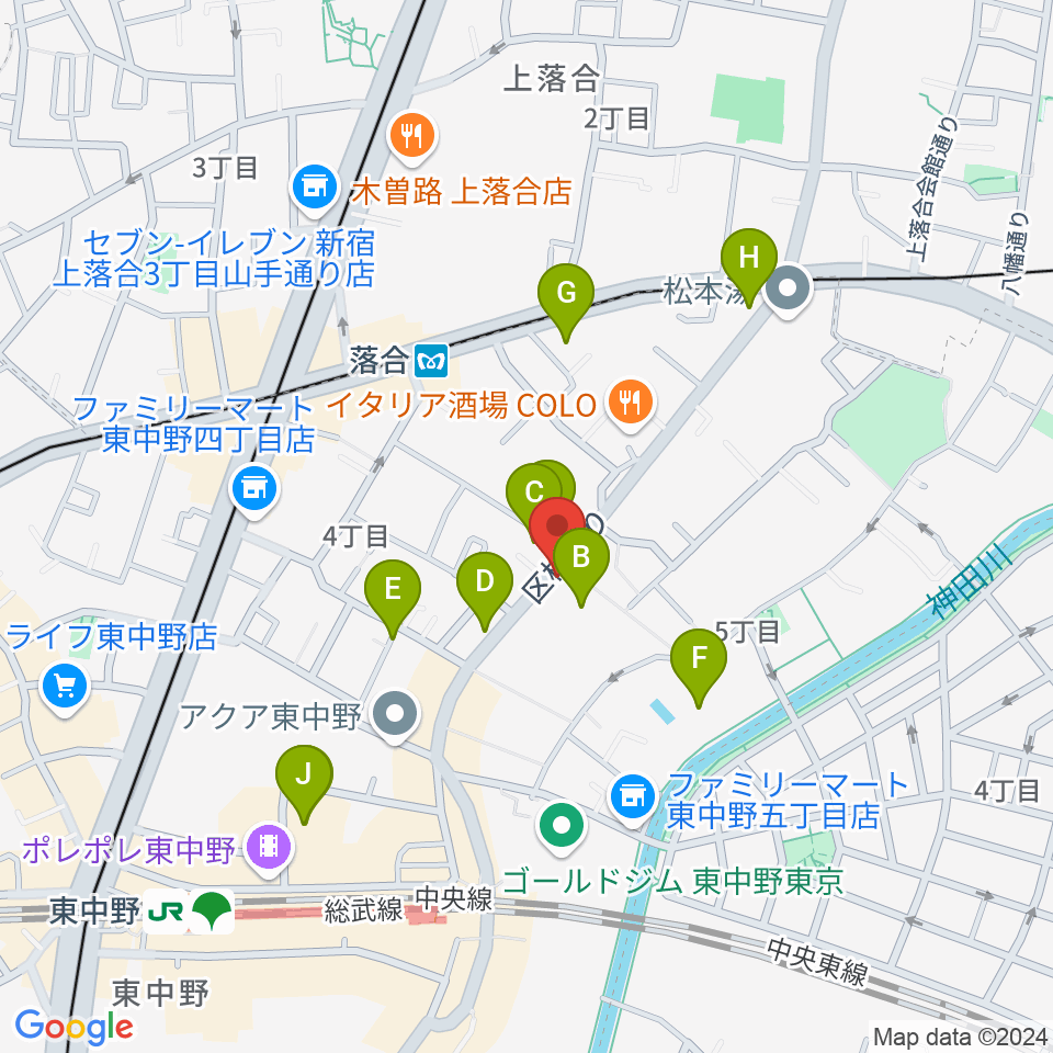 東中野セロニアス周辺のホテル一覧地図