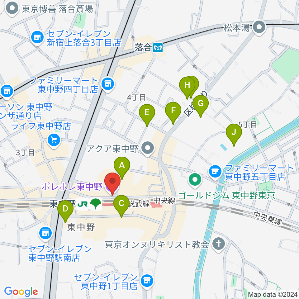 東中野ポレポレ坐周辺のホテル一覧地図