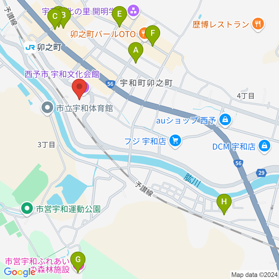 西予市宇和文化会館周辺のホテル一覧地図