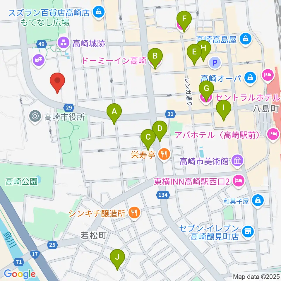 群馬シンフォニーホール周辺のホテル一覧地図