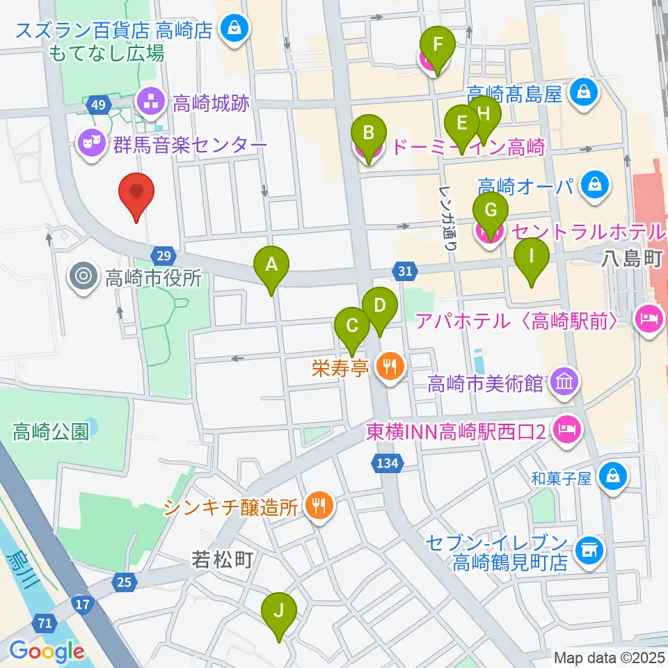 群馬シンフォニーホール周辺のホテル一覧地図