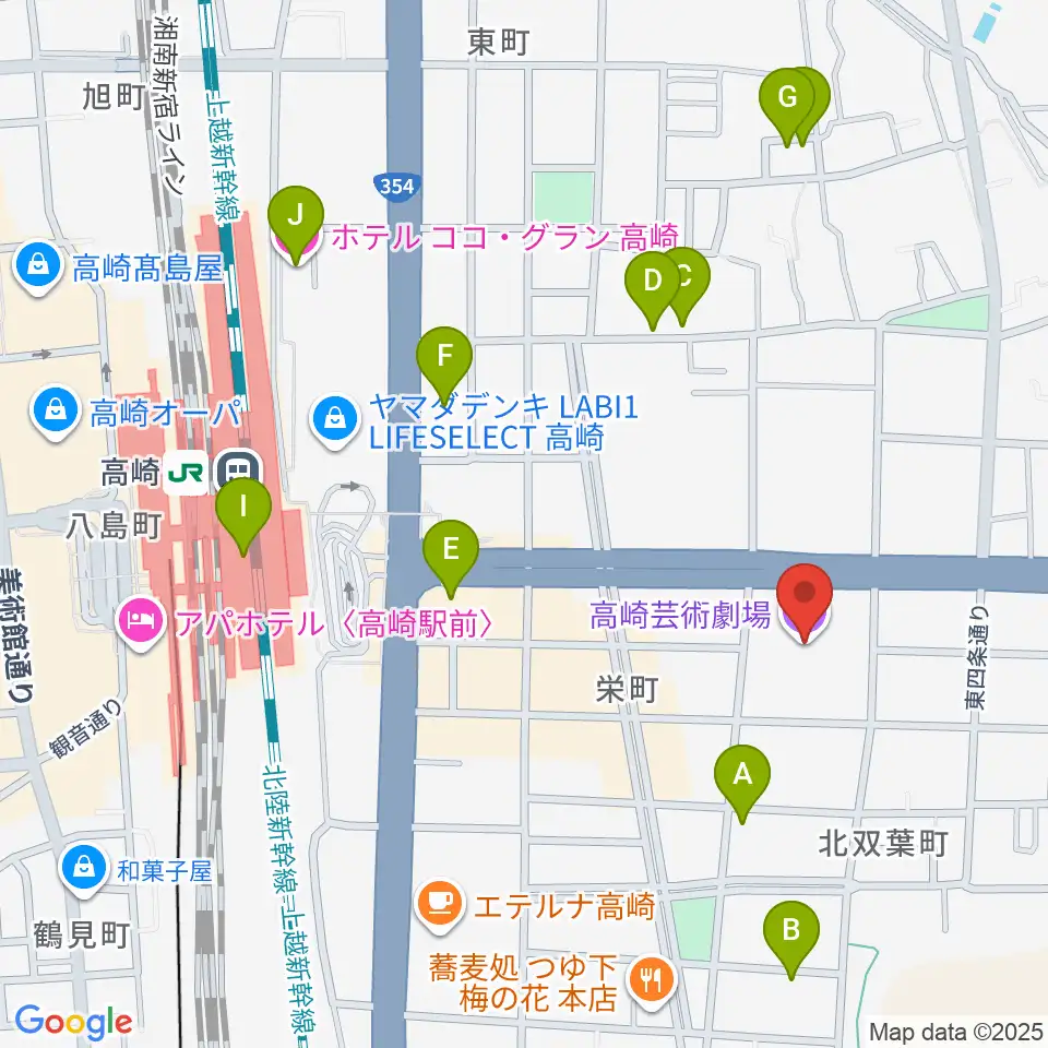 高崎芸術劇場周辺のホテル一覧地図