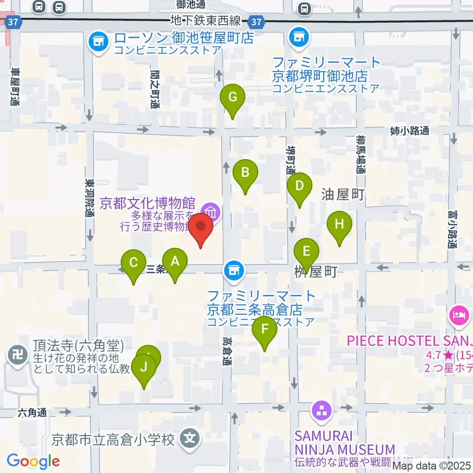 京都文化博物館 別館ホール周辺のホテル一覧地図