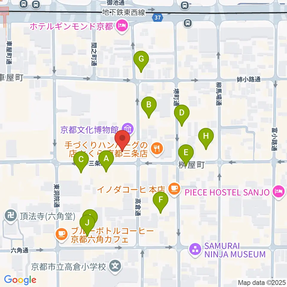 京都文化博物館 別館ホール周辺のホテル一覧地図