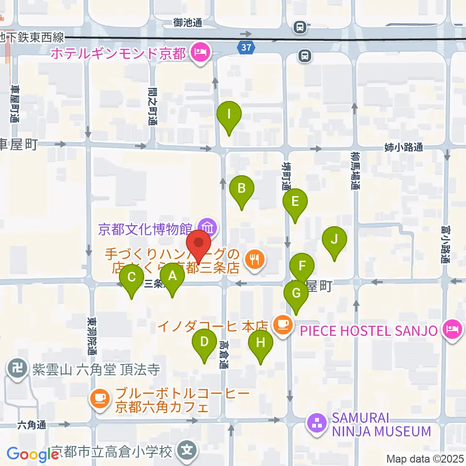 京都文化博物館 別館ホール周辺のホテル一覧地図