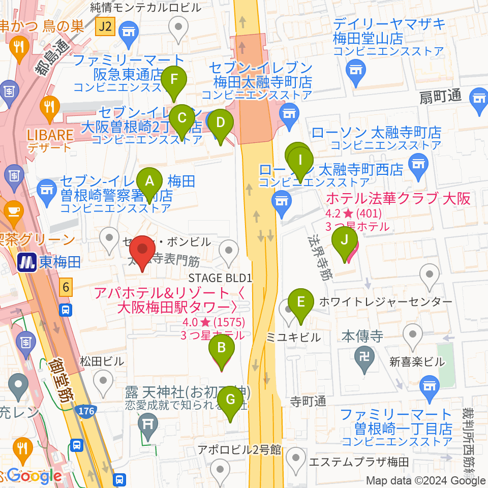 ニューサントリー5周辺のホテル一覧地図