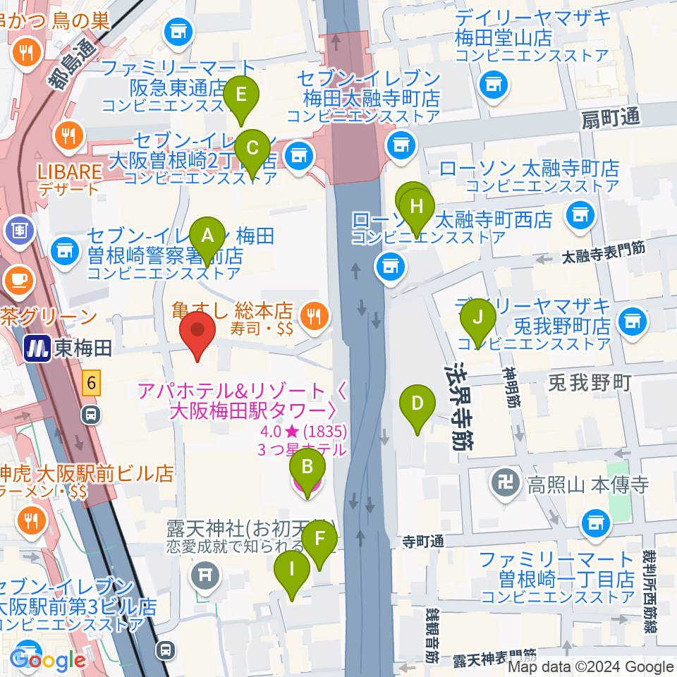 ニューサントリー5周辺のホテル一覧地図