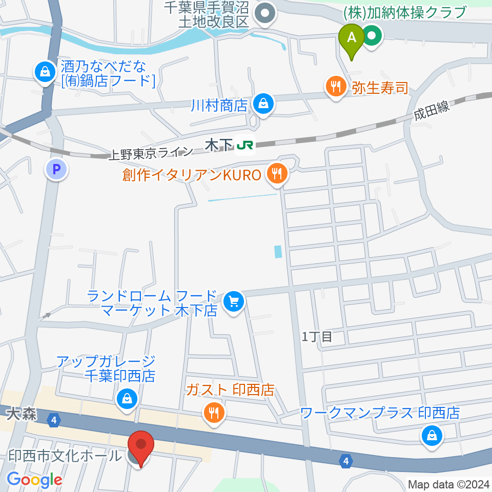 印西市文化ホール周辺のホテル一覧地図