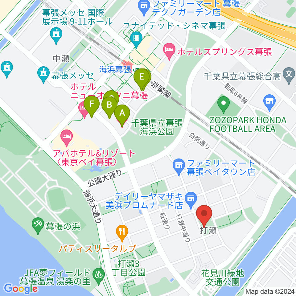 幕張ベイタウン・コア 打瀬公民館周辺のホテル一覧地図