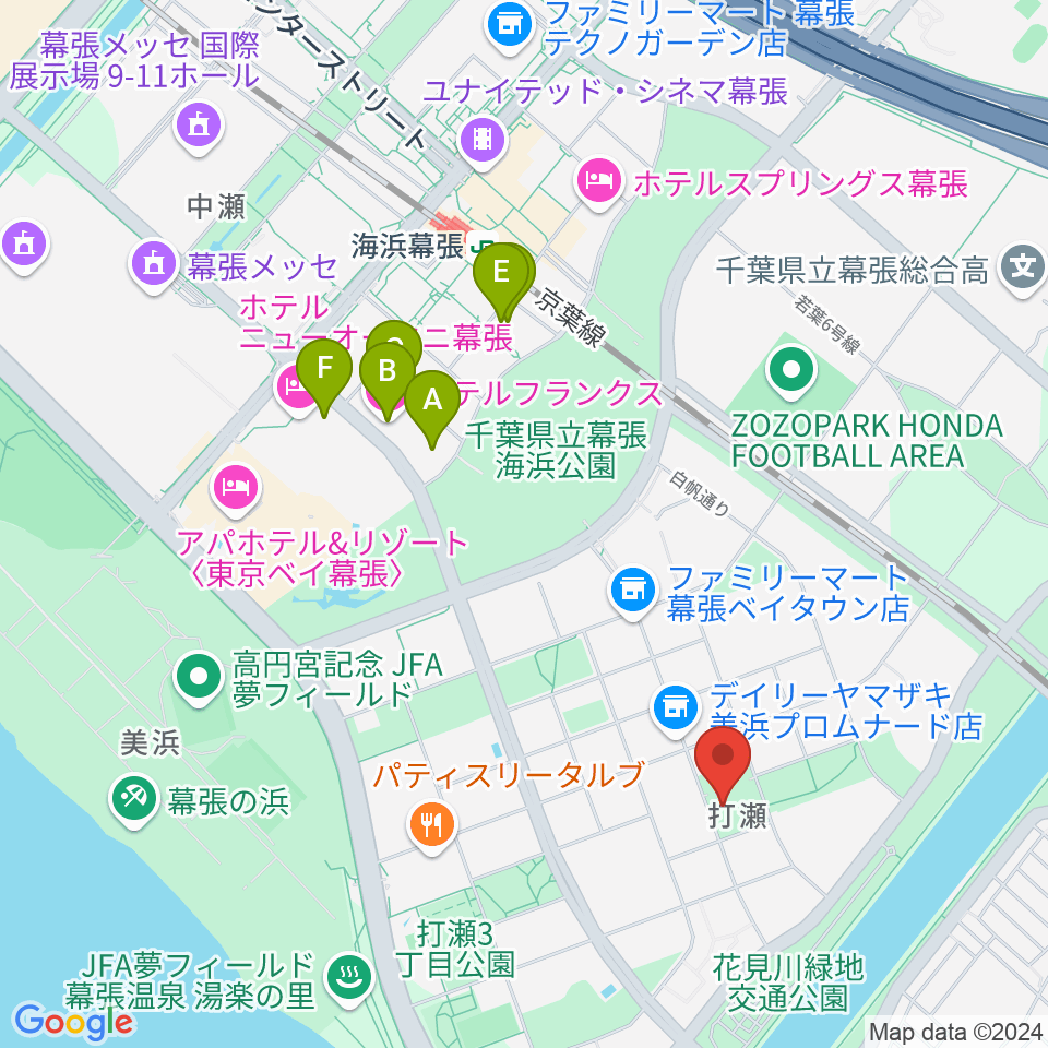 幕張ベイタウン・コア 打瀬公民館周辺のホテル一覧地図