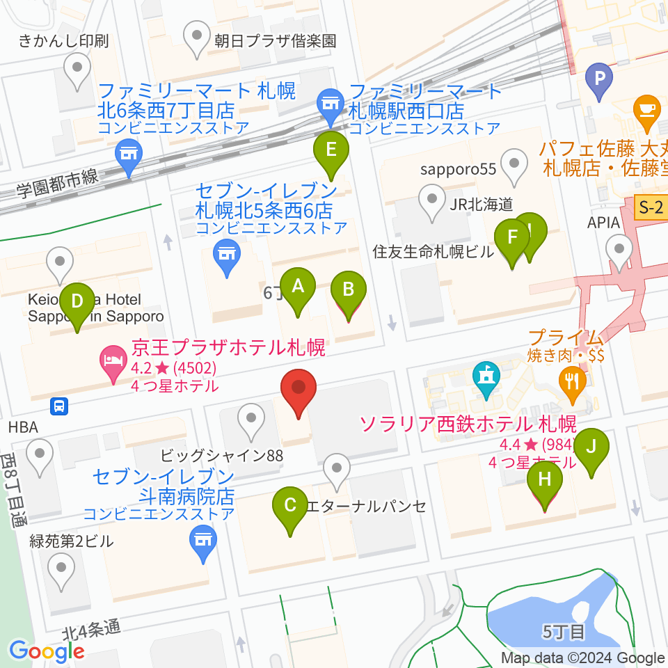 六花亭札幌本店 ふきのとうホール周辺のホテル一覧地図