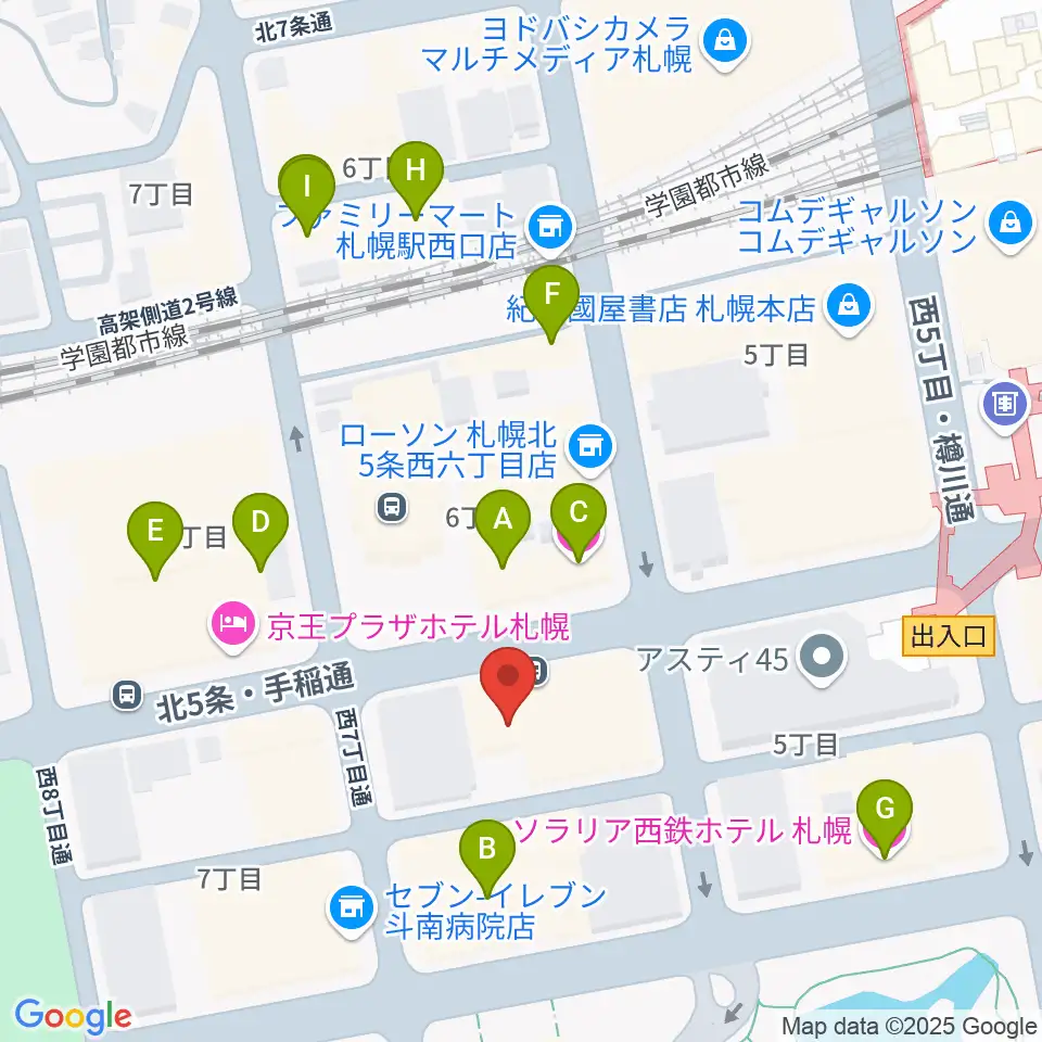 六花亭ふきのとうホール周辺のホテル一覧地図
