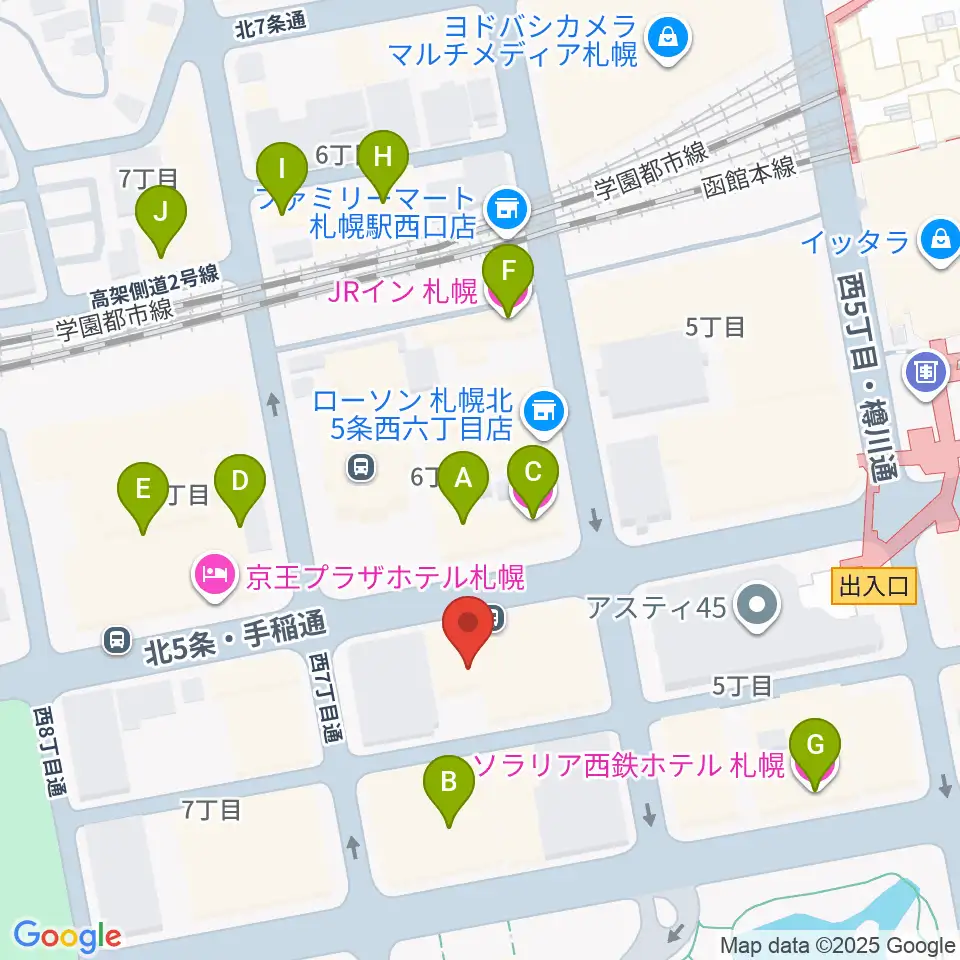 六花亭ふきのとうホール周辺のホテル一覧地図