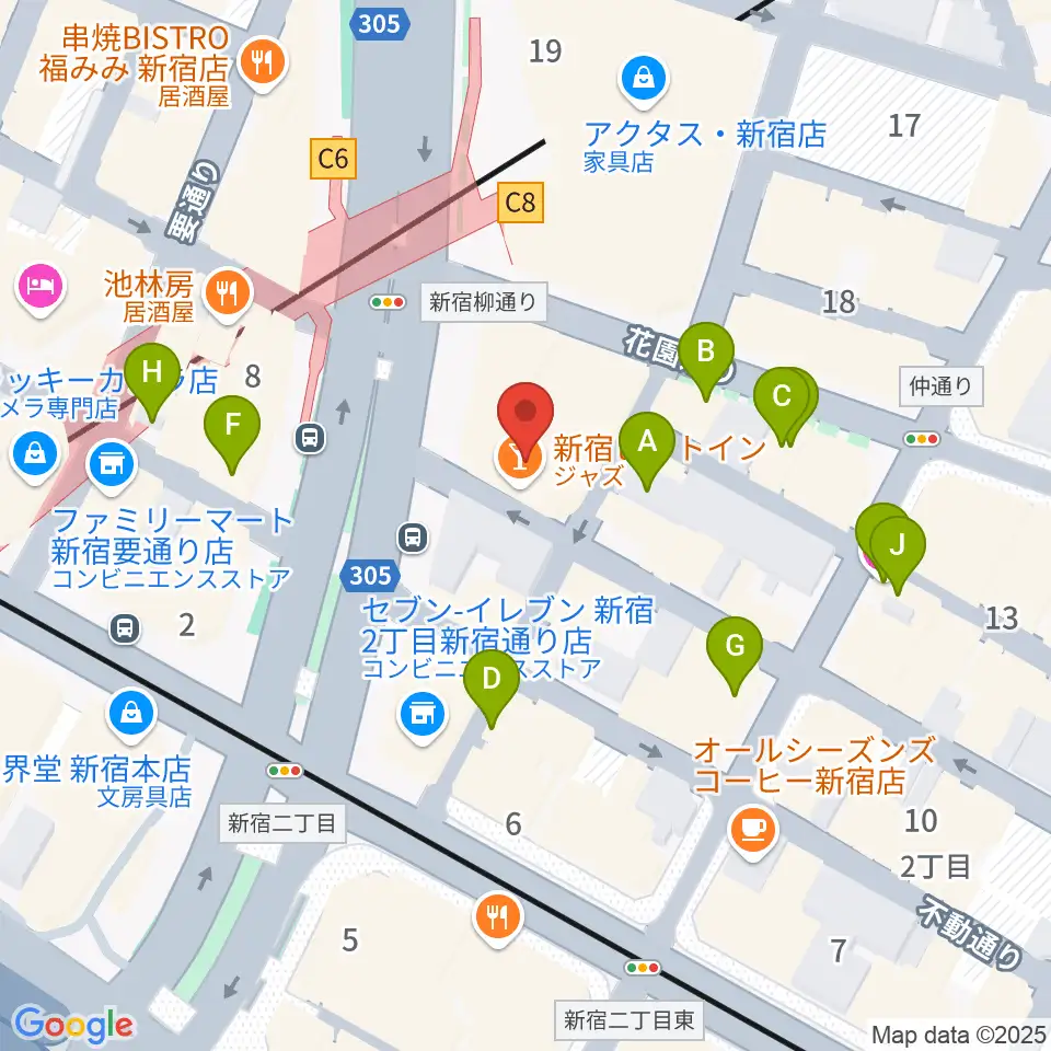 新宿PIT INN周辺のホテル一覧地図