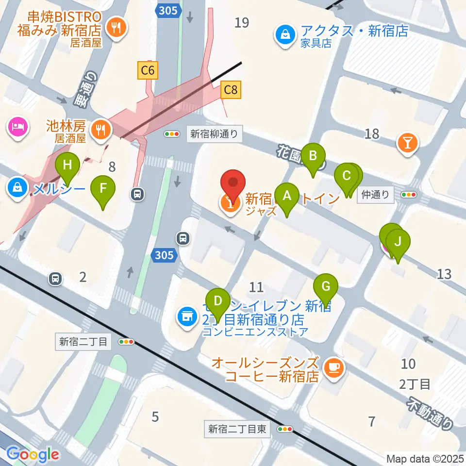 新宿PIT INN周辺のホテル一覧地図