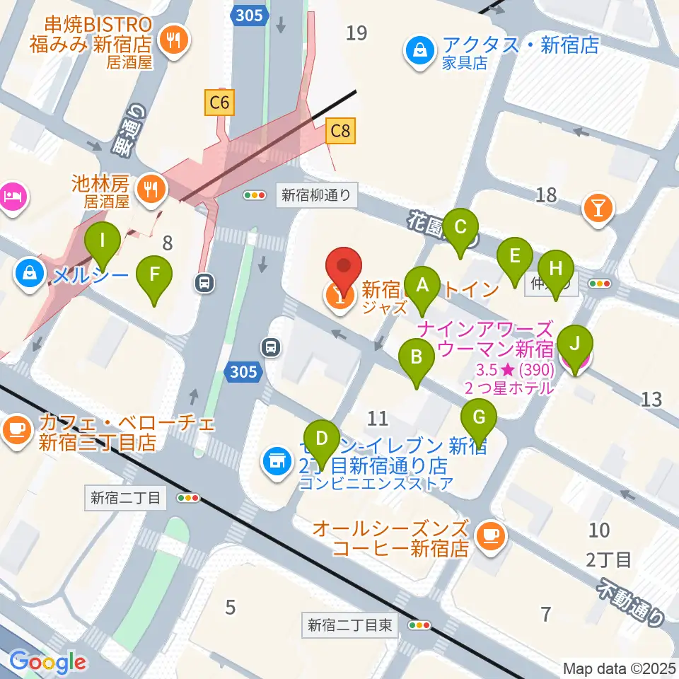 新宿PIT INN周辺のホテル一覧地図