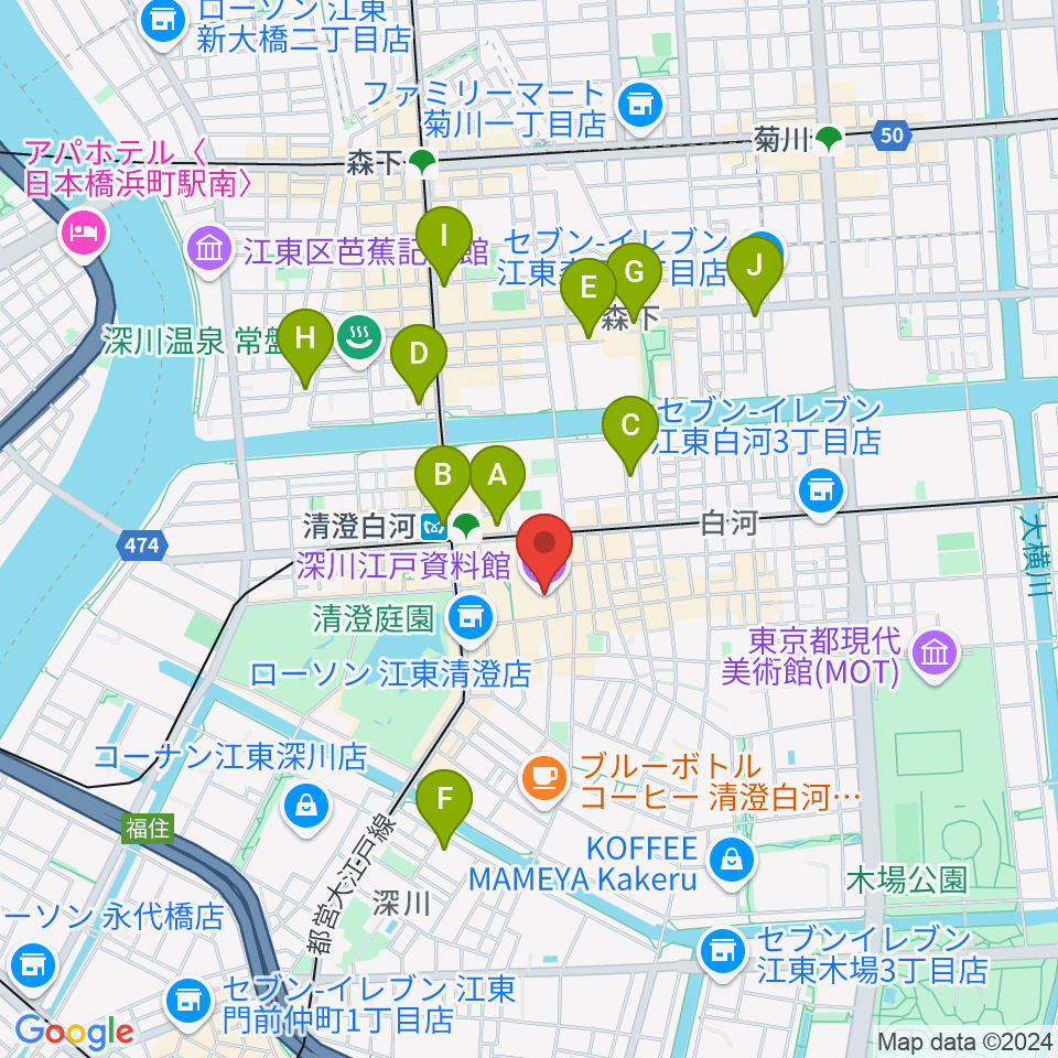 深川江戸資料館周辺のホテル一覧地図