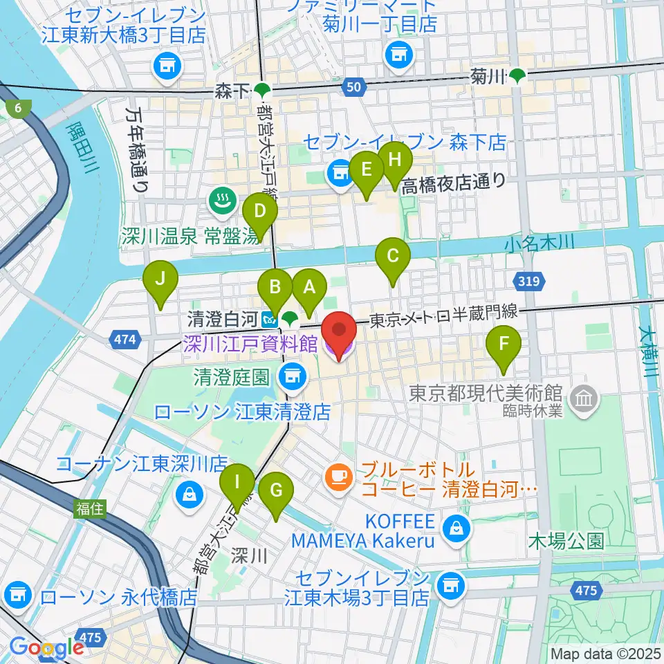 深川江戸資料館周辺のホテル一覧地図