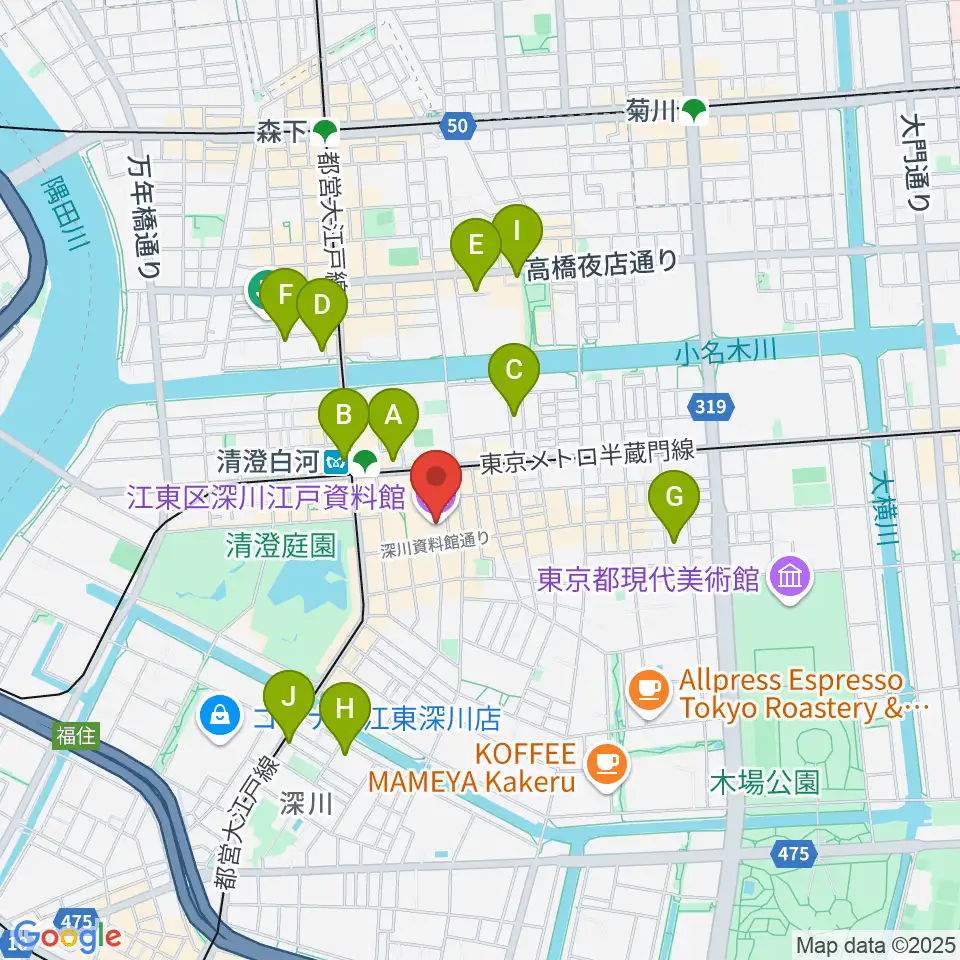 深川江戸資料館周辺のホテル一覧地図