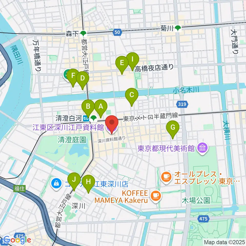 深川江戸資料館周辺のホテル一覧地図