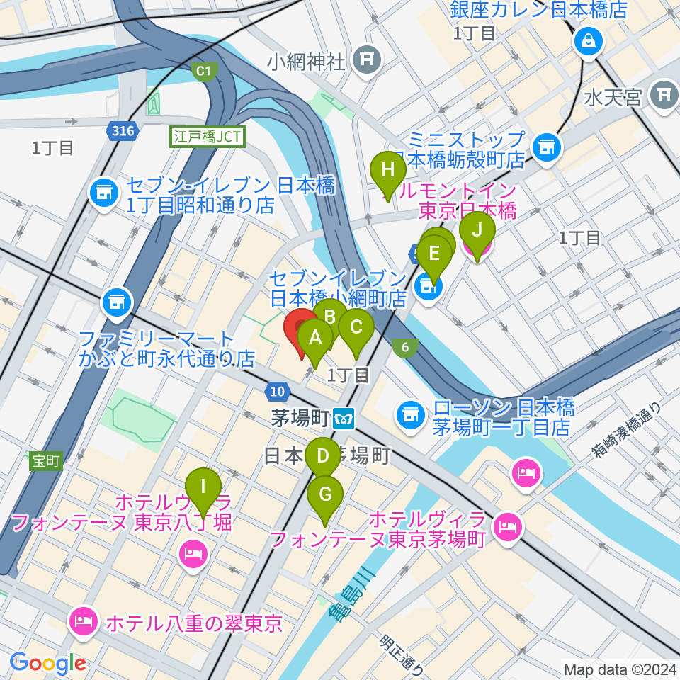 東京証券会館ホール周辺のホテル一覧地図