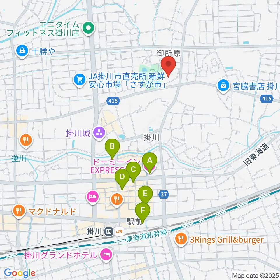 掛川市生涯学習センター周辺のホテル一覧地図