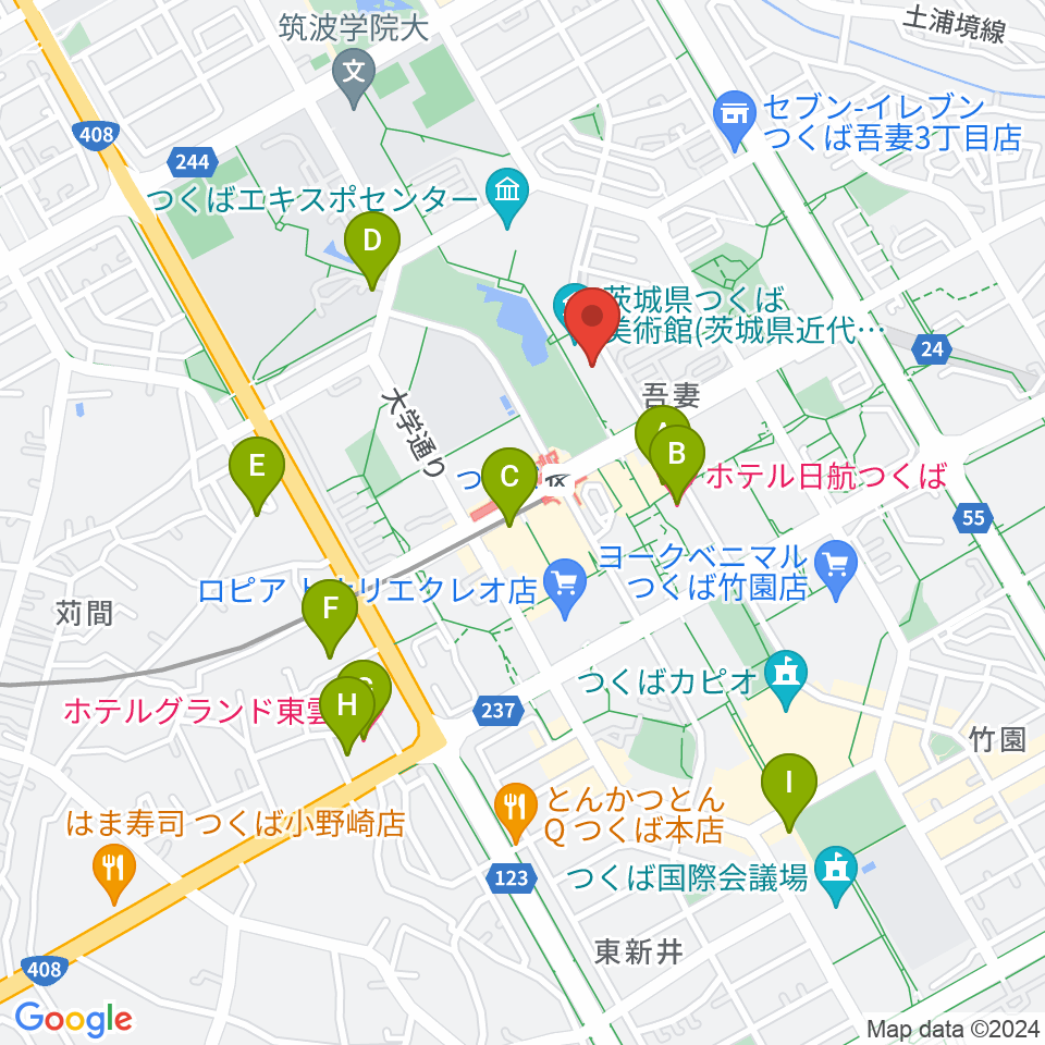 つくば文化会館アルス周辺のホテル一覧地図