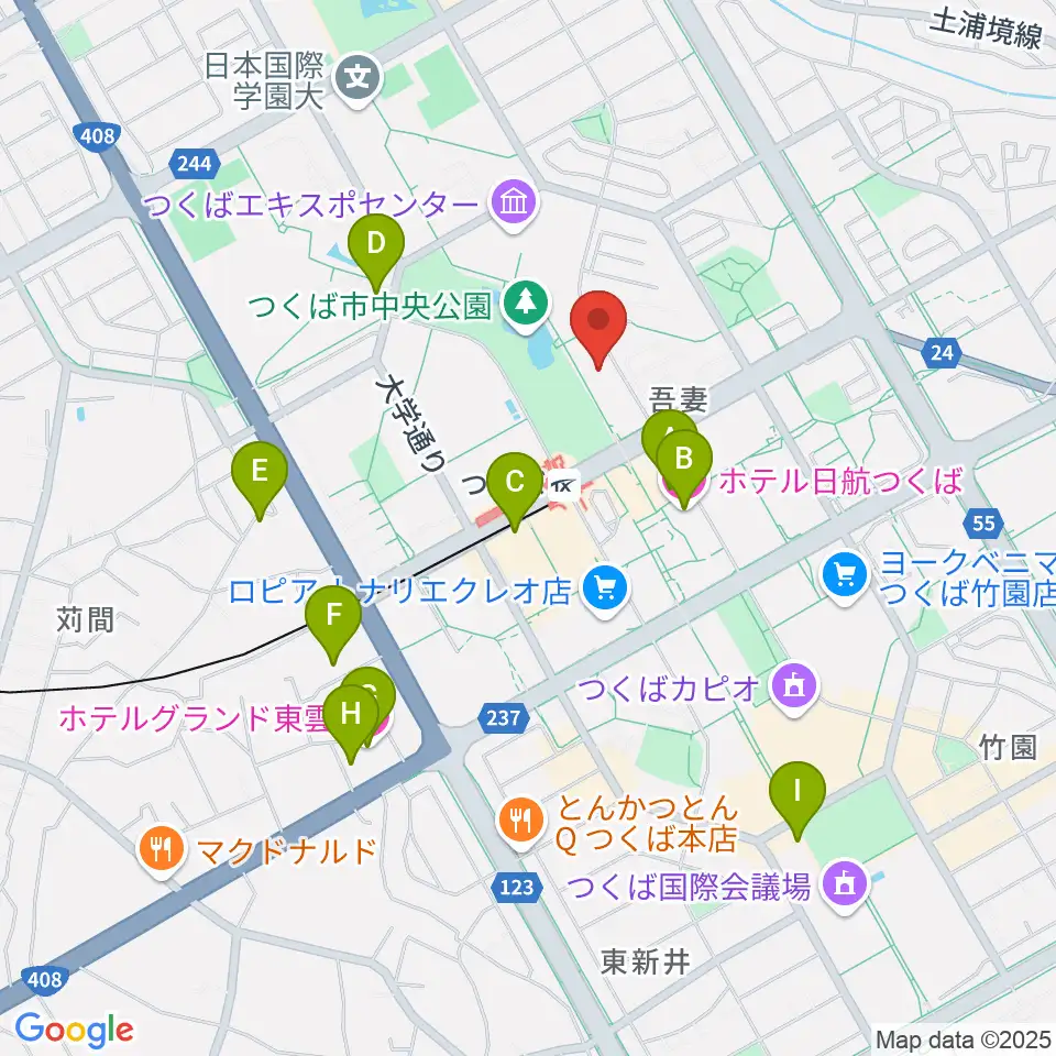 つくば文化会館アルス周辺のホテル一覧地図