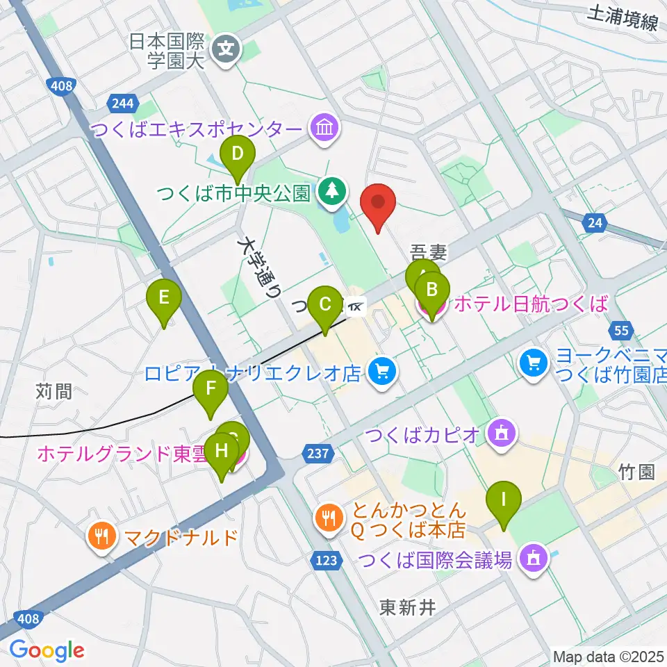つくば文化会館アルス周辺のホテル一覧地図